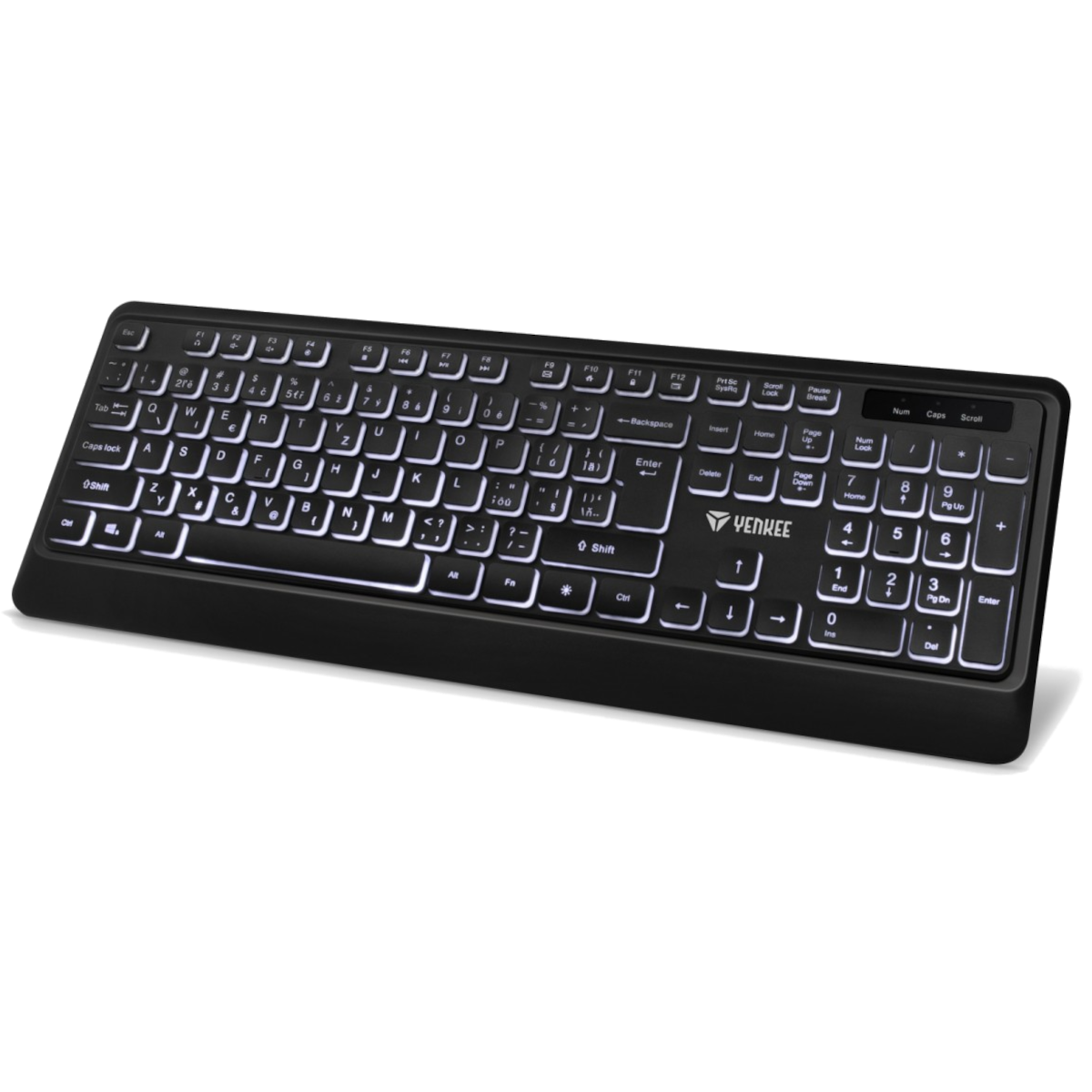 Klawiatura YENKEE Podświetlana cicha USB z niskoprofilowymi klawiszami